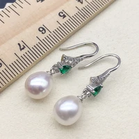 925 sterling silver shiny zircon freshwater natural drop pearl retro wedding charming luxury earring jewelry for women gift new