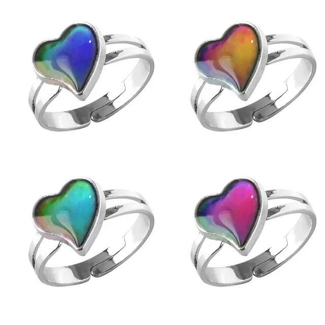 

Lovers' Heart-Shaped Ring Color Change Mood Ring Adjustable Emotion Feeling Changeable Temperature Ring 1PC Dropshipping Gift