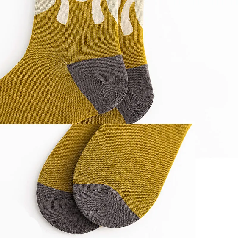 

2pcs Creative Socks Cotton Gift Color Puzzle Cute Winter Casual Kawaii Mid Tube Socks for Women