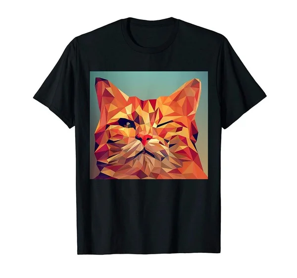 

Winking Orange Cat Lover Feline Abstract Digital Poly Art T-Shirt Birthday Gift
