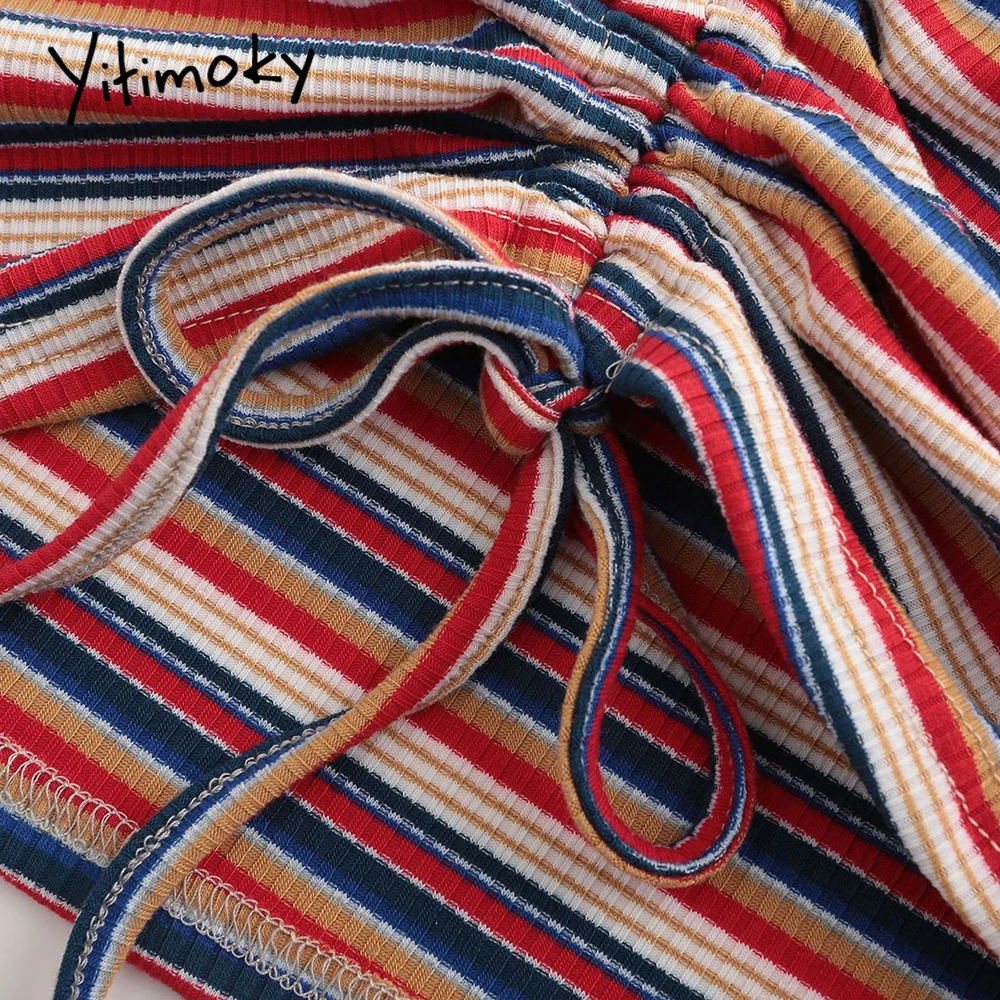 Полосатая футболка женская женские футболки на шнуровке 2020 уличная одежда для