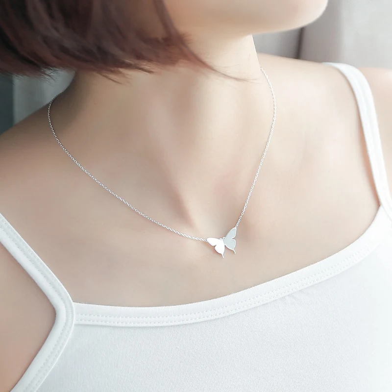 Женская цепочка из серебра 925 пробы с подвеской бабочкой|Ожерелья| |