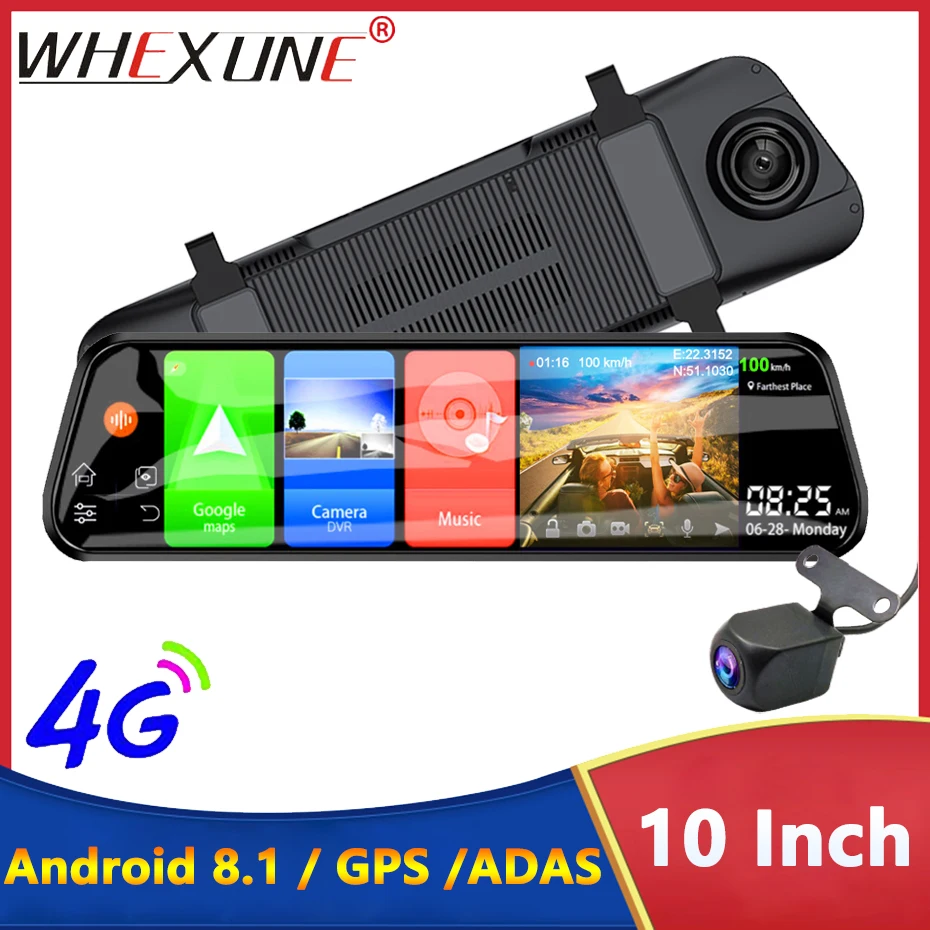 

4G Dash Cam 10 Inch Rear View Mirror ADAS Android 8.1 Auto Video Recorder GPS Navigator For Cars DVRs WIFI Surveillance Cameras