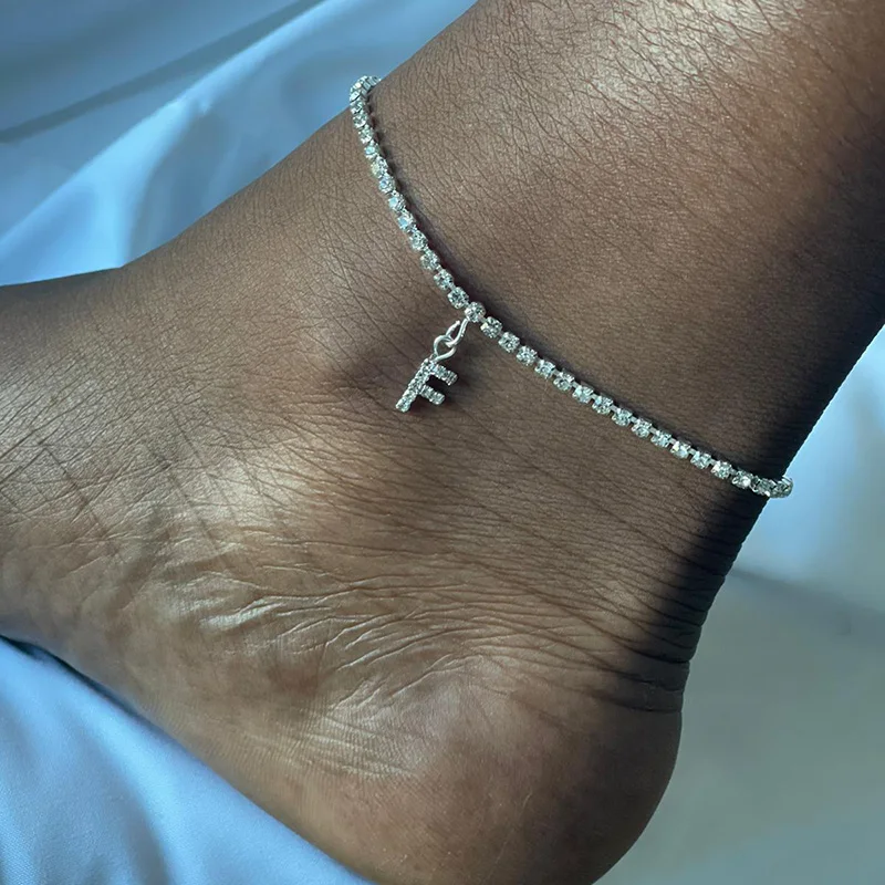 

Crystal Zircon Initial Letter Ankle Bracelet Alphabet Anklets for Women Foot Chain Beach Leg Bracelets Boho Jewelry