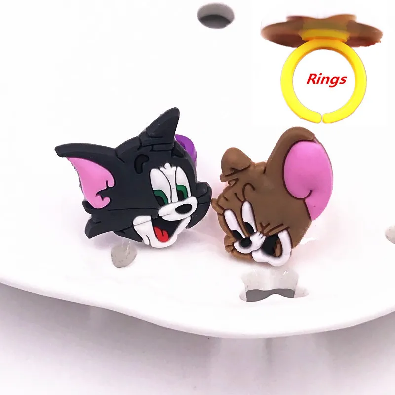 1 шт. милые Мультяшные кошки мышь Милая анимация ПВХ кольца для детей девочек