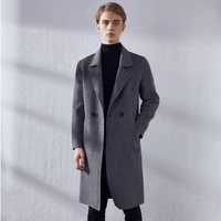 men wool coat winter new korean youth double sided wool woolen coat men long trench coat solid color overcoat cardigan tops