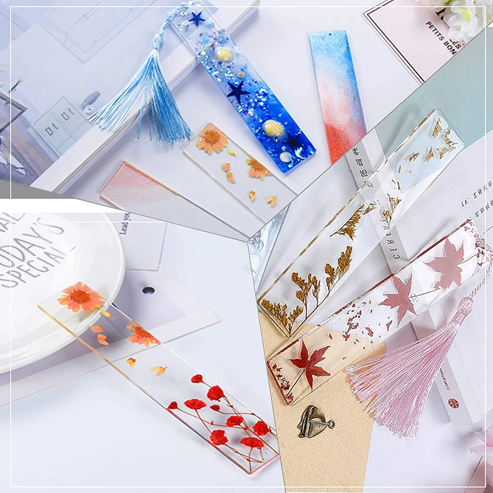 

Resin Bookmark Molds DIY Silicone Molds Set with 40 PCS Tassels Resin Bookmark Mold (S M L 3 Size) for DIY Bookmark Making