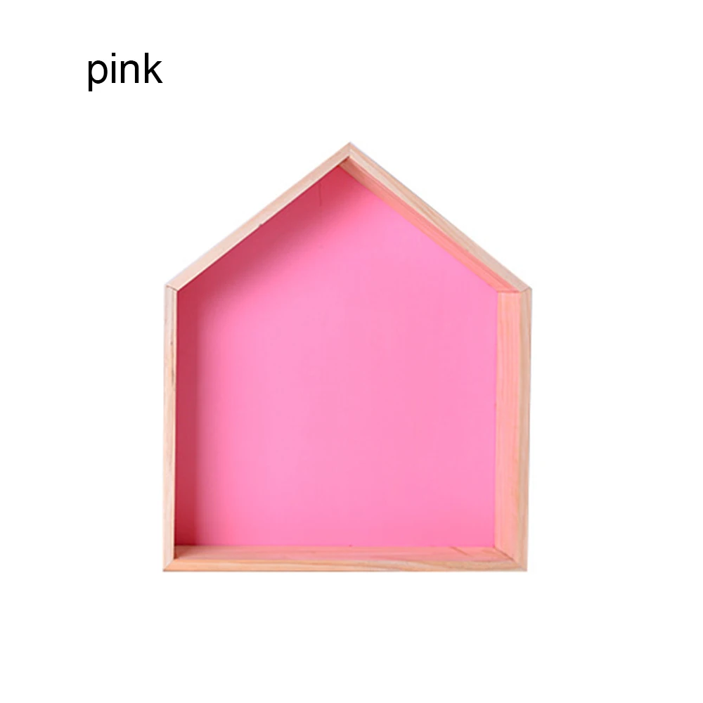 pink S Настенная деревянная полка для детской комнаты, украшения для детской комнаты, настенная деревянная полка для детей, настенная подвесная декоративная полка, держатель для хранения - Цвет: pink S