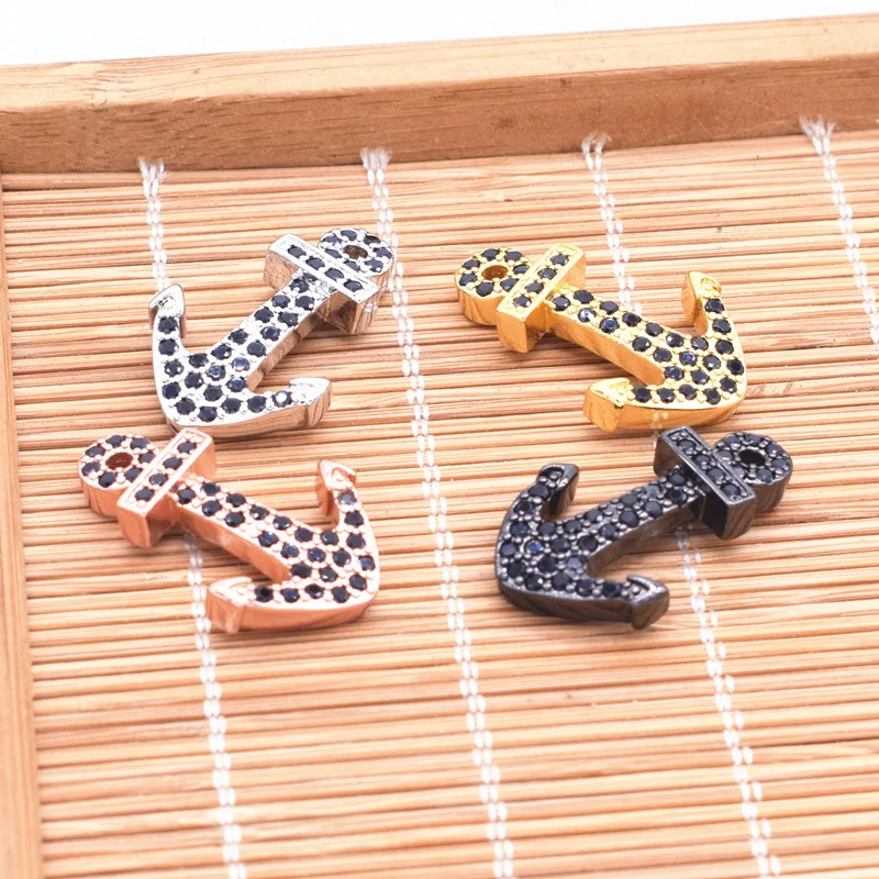 Подвеска якорь в морском стиле VOQ микро инкрустированный черный циркон подходит