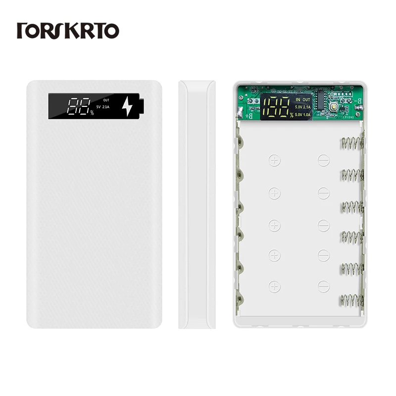 10/6*18650 чехол для внешнего аккумулятора Dual USB с цифровым дисплеем мобильный