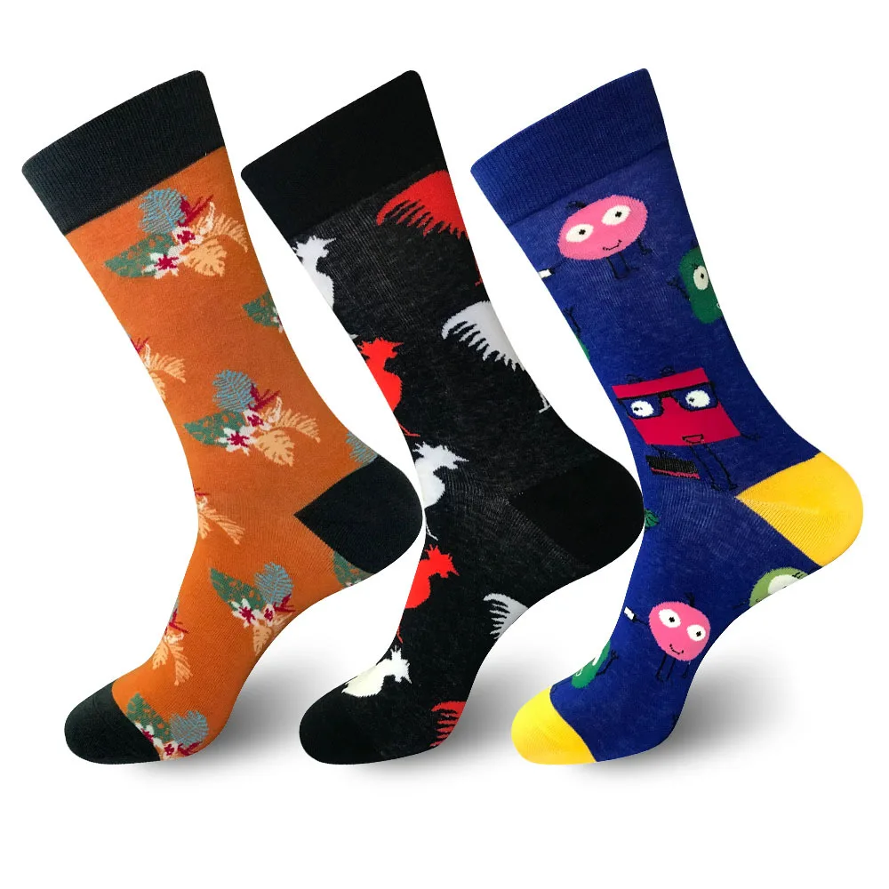 

Men Combed Cotton Comfortable Ins Fashion Happy Design Dress Crew Socks