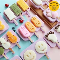 silicone cute cartoon ice cream mold popsicle mold reusable ice pop mold with lids and sticks ice lolly mould home kitchen tools