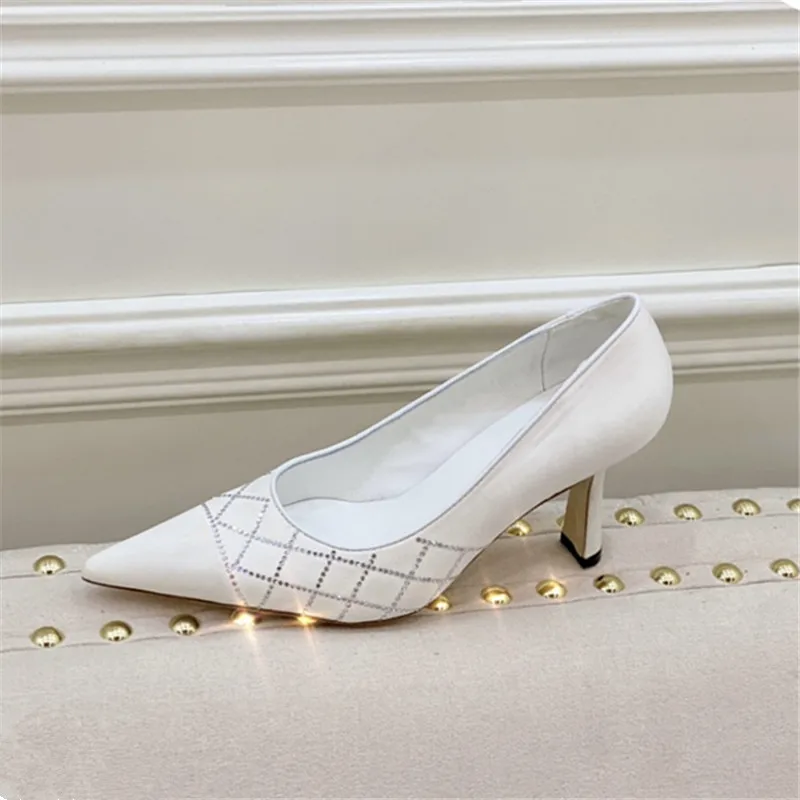 

Medieval Diamond Pointed Back Lace-Up High Heels Shoes 2022 Spring Summer New Women Single Shoes Fashion All-Match Women Sandals