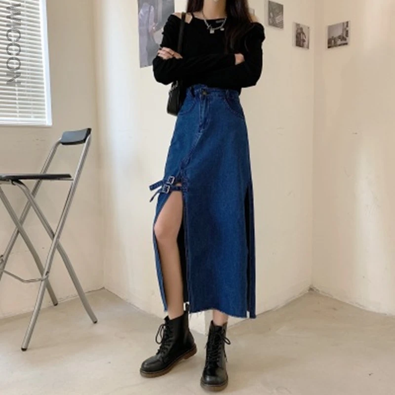 

Skirts Women Fashion Causal All-match Button Womens Denim Skirt A-Line Korean Style Solid Simple High Waist Summer Streetwear