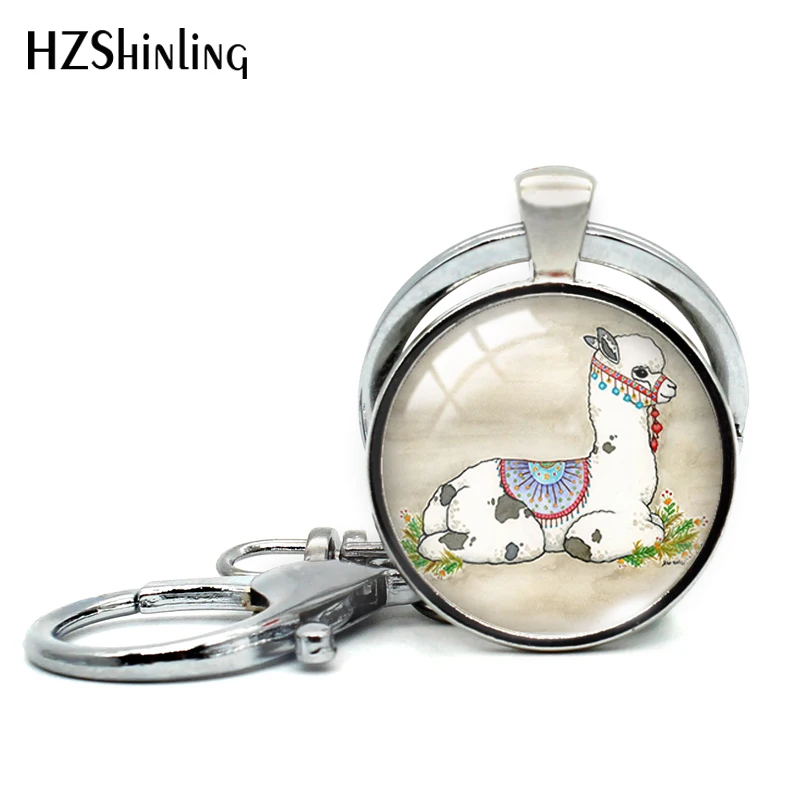 2019 New Alpaca NO PROB LLAMA Keyring Glass Cabochon Keyrings Funny Keychain Round Photo Jewelry |