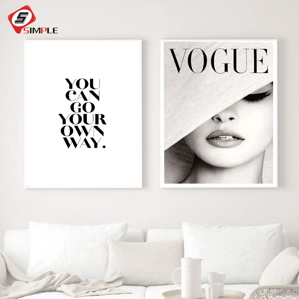 Vogue обложка белая шляпа Искусство Холст Картина Настенная картина Мода