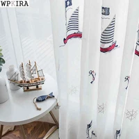 children bedroom white embroidered sailboat window drapes tulle window curtain decoration tulle curtains s286c