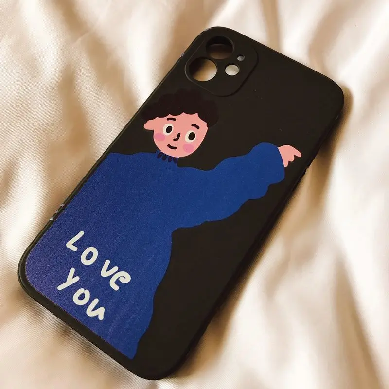 Crooked Head Boy And Girl Couple Phone Case For iPhone 11 12 Pro Max XR XS X 7 8 Plus SE2 Lovely Shockproof Full Cover | Мобильные