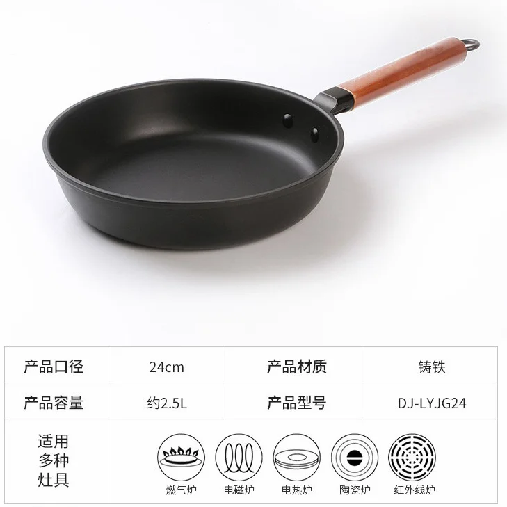 

Kitchenware Thick Pan Frying Pan Iron Pan Uncoated Physical Non-Stick Pan Household Steak Frying Pan Cookware Cast Iron Pot