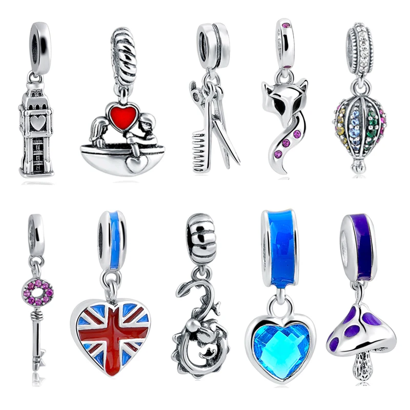 MANBU 925 Sterling Silver Charms Fit Authentic Pandora Bracelet Original Women Berloque Fashion Jewelry Beads|jewelry beads|fashion beadsbeads