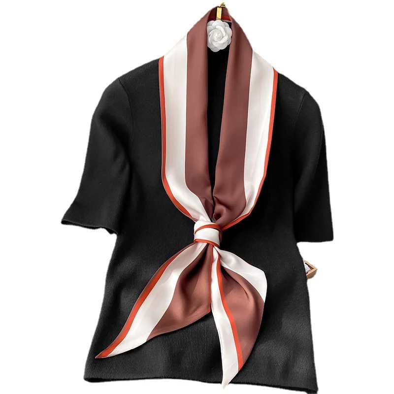 

2021 Women Fashion Square Scarf Silk Satin Neck Hair Scarfs Lady's Foulard Hand Kerchief Female Elegant Head Band Tie Pashmina