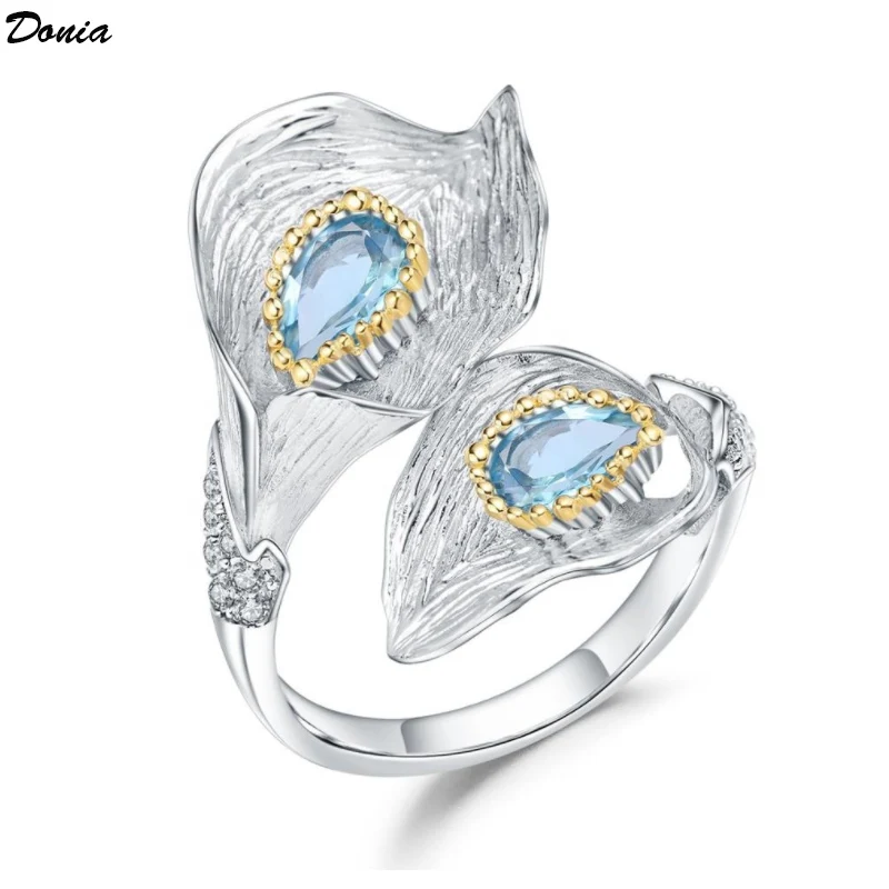 Женское модное роскошное кольцо в форме цветка европейском и американском стиле