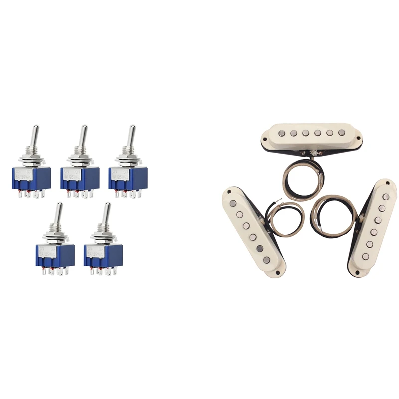 

5Pcs Electronic Guitar Toggle Switch 6A 125V AC 6-Pin with 3PCS Hand Wound Alnico 5 Pickup for ST Electric Guitar