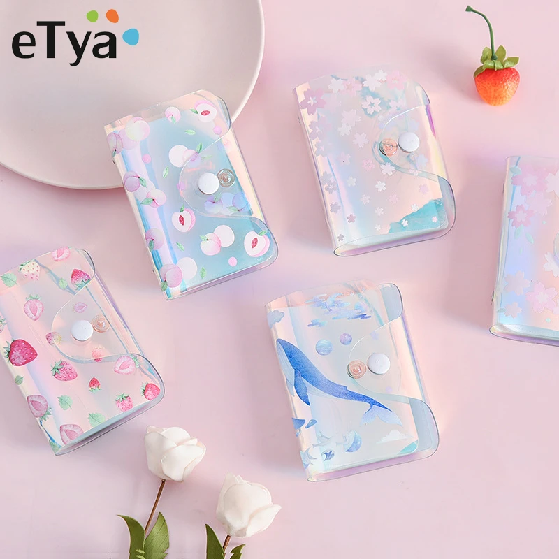 ETya Модный женский кошелек для кредитных карт студенческий прозрачный чехол из