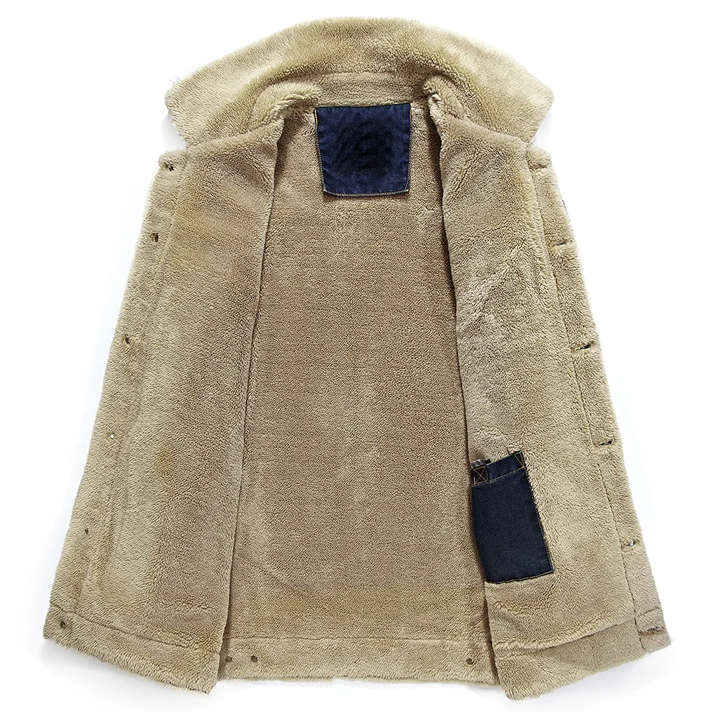 Мужская Утепленная джинсовая куртка Классическая однотонная на флисе модель D30