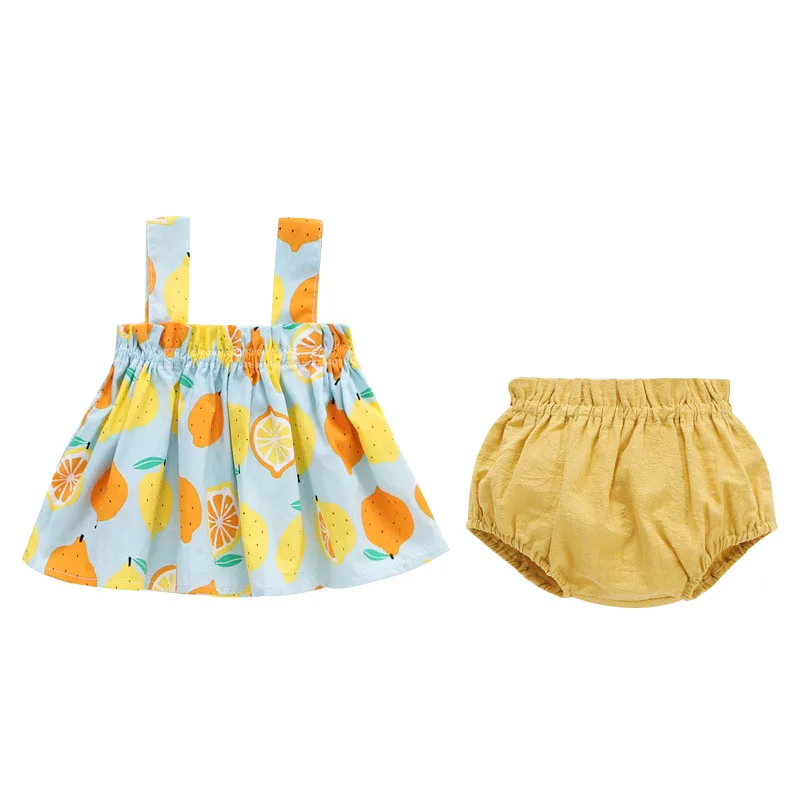 Одежда для маленьких девочек летнее хлопковое мини платье + шорты из ПП комплект 2