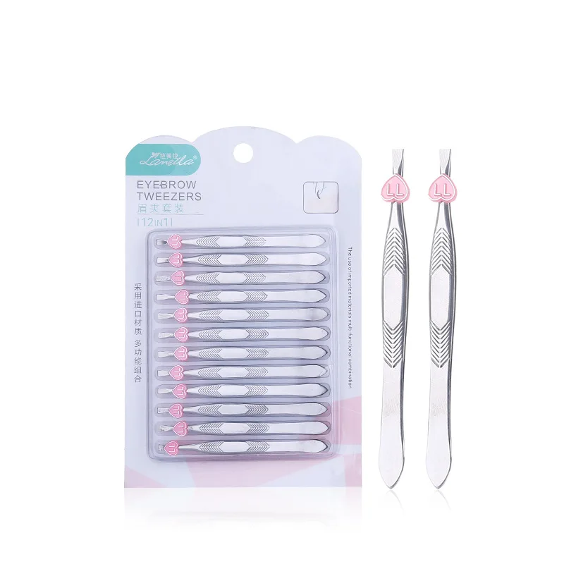 12PcsEyebrow Пинцет из нержавеющей стали плоскогубцы тянуть щипцы для бровей Усы тянет