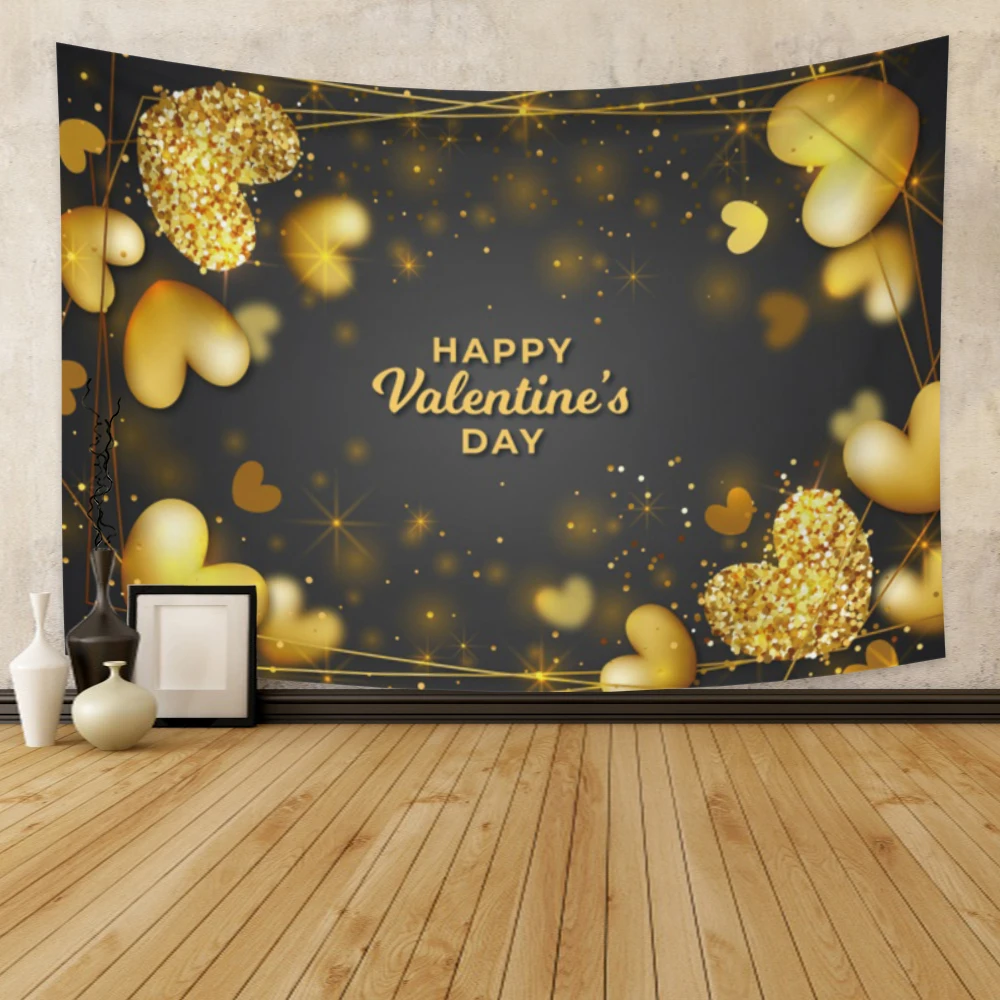 

Laeacco Valentine's Day Tapestries Romantic Heart Rose Wall Hanging Cloth Blankets Mandala Bohemian Home Decorations Yoga Mat