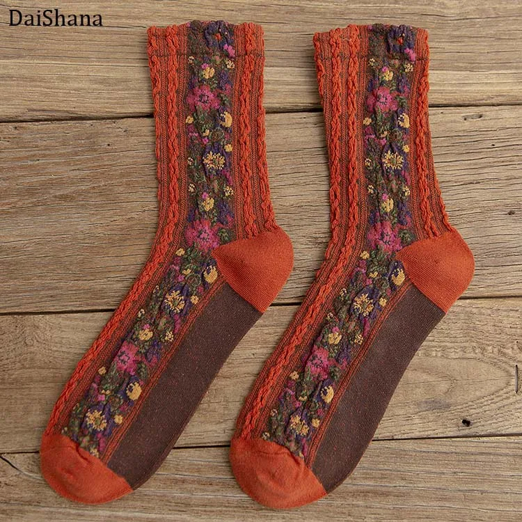 DaiShana, новинка, модные женские носки, теплые и милые, европейские, национальные, ветрозащитные, осенние и зимние, женские, хлопковые, Mujer носки