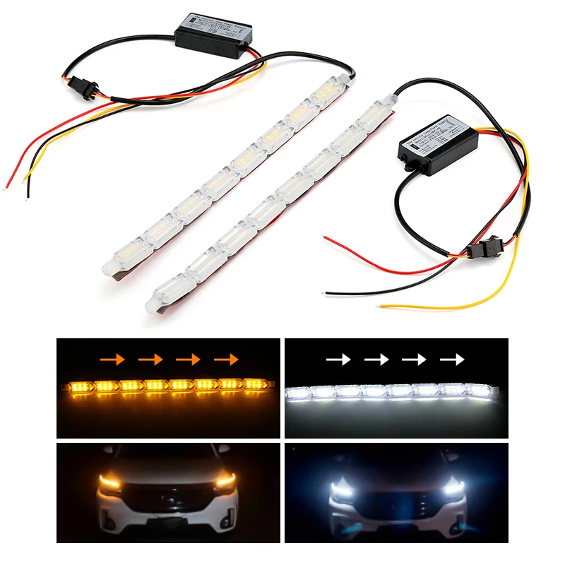 Дневные ходовые огни гибкие светодиодные ленты белые и желтые 2 шт. | Автомобили