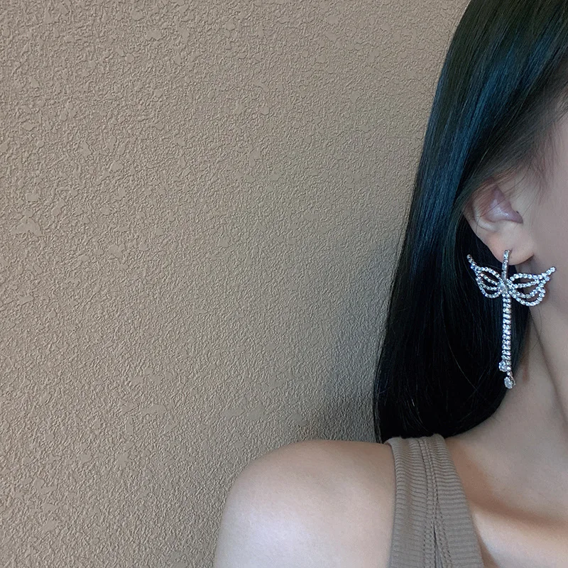 

Exaggerated Design Sense Tassel Drop Earrings Temperament Long Retro Zircon Earrings Earrings