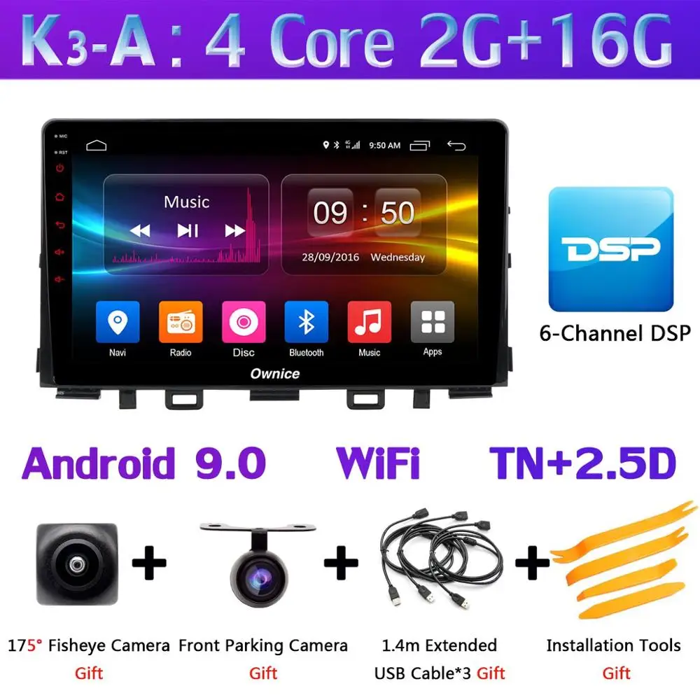 K3-A 1din 360 ° панорамный 4G SIM Wi-Fi Android 9,0 8Core 4G+ 64G DSP CarPlay автомобильный мультимидийный Навигатор Радио плеер для Kia Rio - Цвет: K3-A