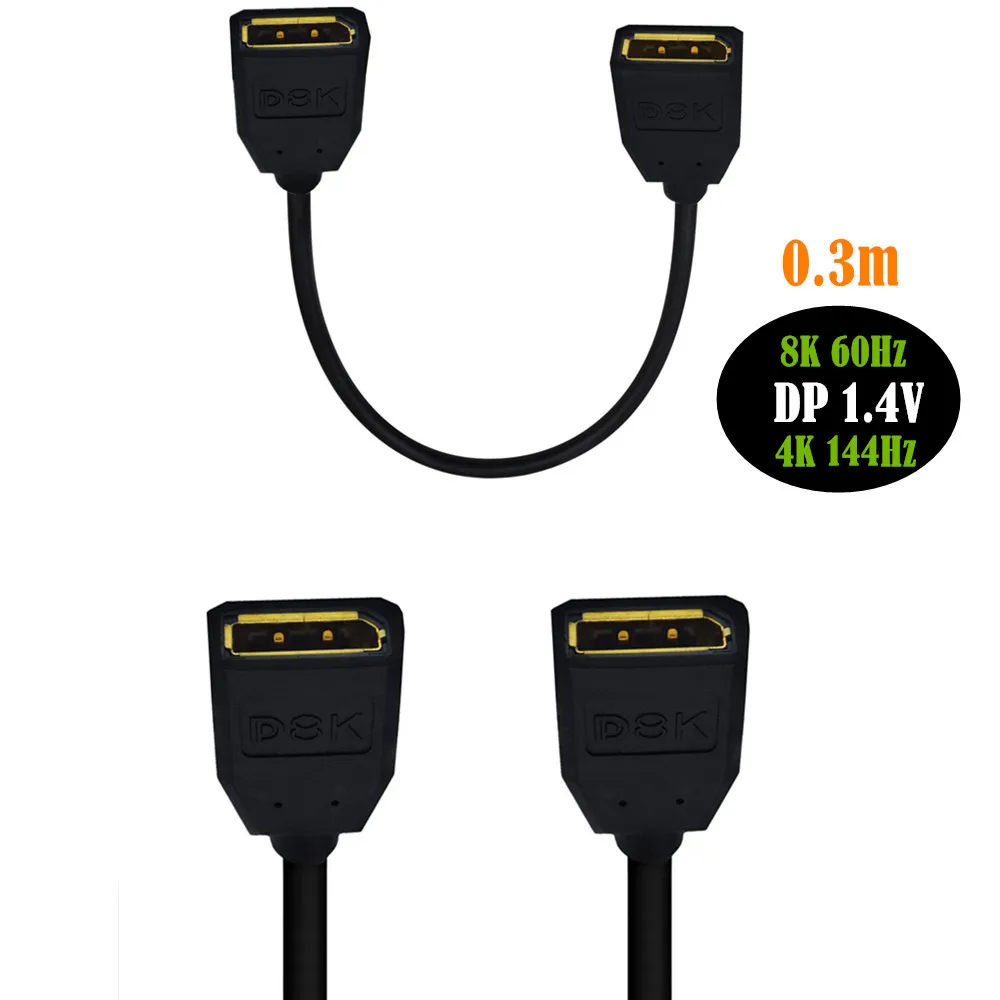 

Адаптер Displayport-Displayport, 8k @ 60 Гц DP мама-DP мама Удлинительный кабель, поддержка DP 1,4, 8K 60 Гц 0,3 м