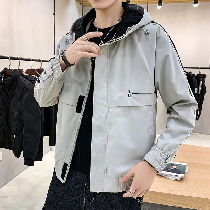 Осенне-зимняя одежда мужская повседневная куртка с капюшоном модные мужские