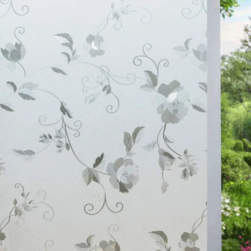 Электростатическая матовая стеклянная пленка с пионами Солнцезащитная для окон