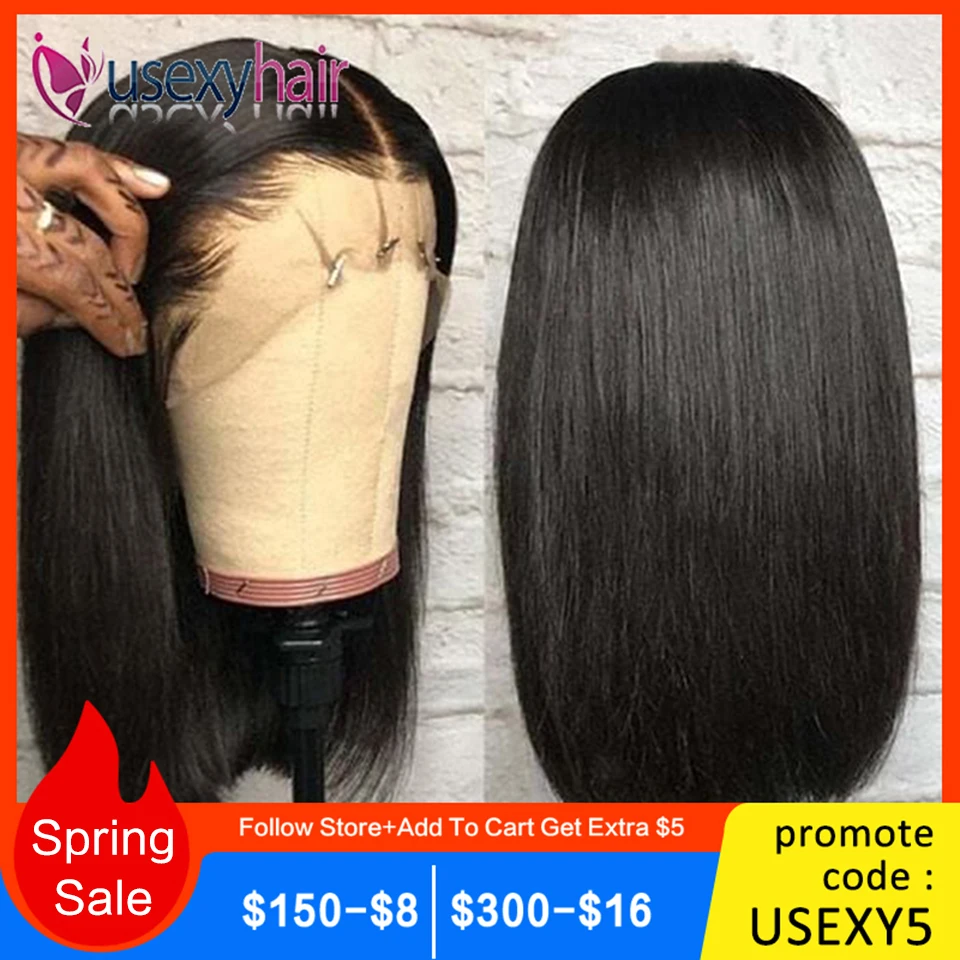 Прямые фронтальные парики с кружевом Боб Короткие из человеческих волос 360