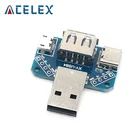 Коммутатор с USB-разъемом (штекер) для USB Type-c Micro Female USB 2,54-4P, тестовая плата для передачи данных, переходная пластина USB XY-USB4