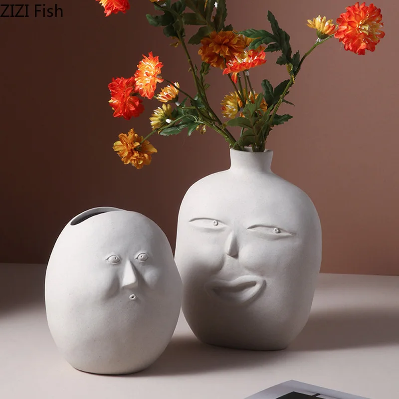 Интересная Европейская керамическая ваза с изображением лица украшение для
