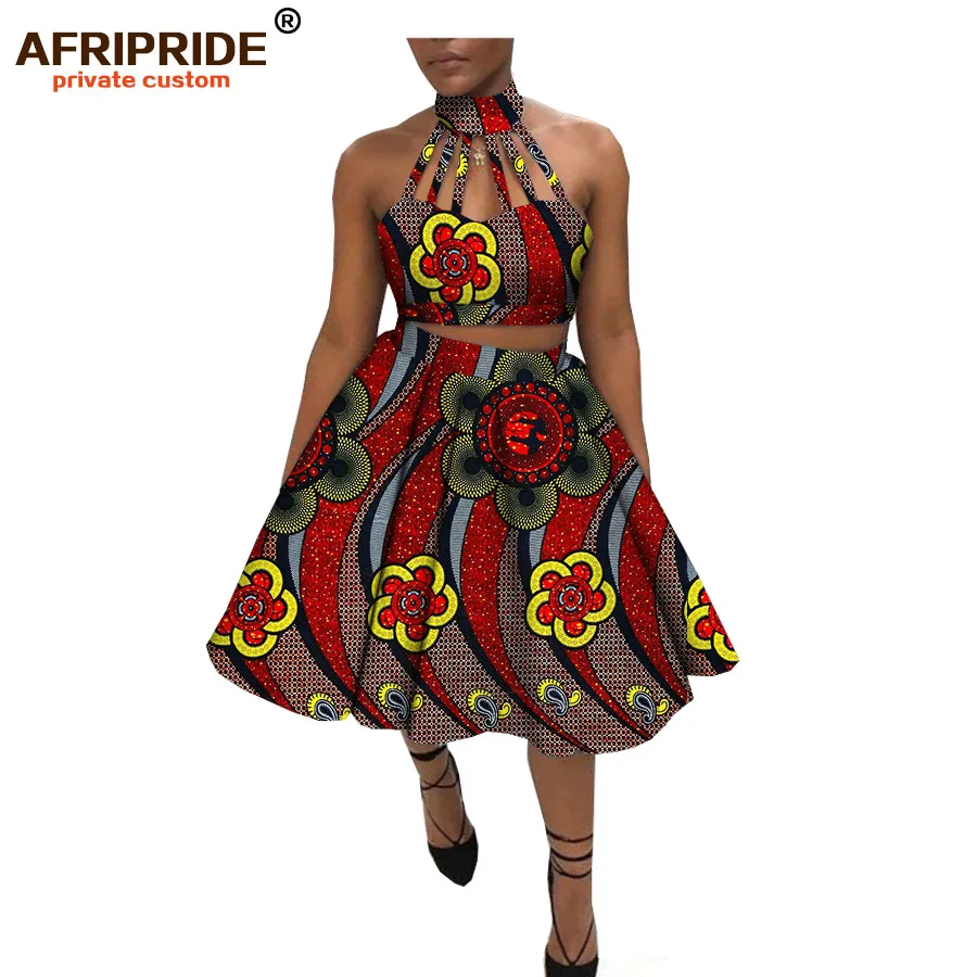 Летний комплект из 2 предметов с юбкой для женщин топ без рукавов AFRIPRIDE чокером и
