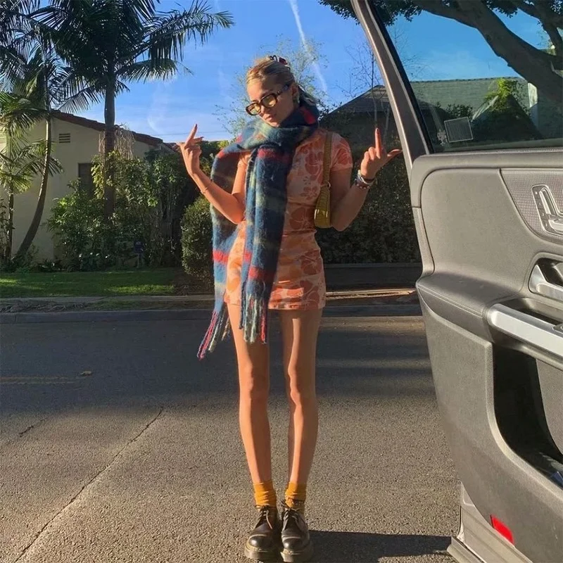 

2021 New Summer Fashion Vintage Sexy Elegant Casual Tight Shirt Dress Woman Beach Style Women Flower Printed Short Sleeves Dress