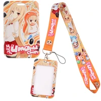 yq592 japanese anime girl lanyard charm badge holder id card cover neck strap keychain hang rope lariat key rings accessories