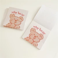 korea ins cartoon cute teddy bear memo pad square mini notepad kawaii stationery school supplies office message paper 50 sheets
