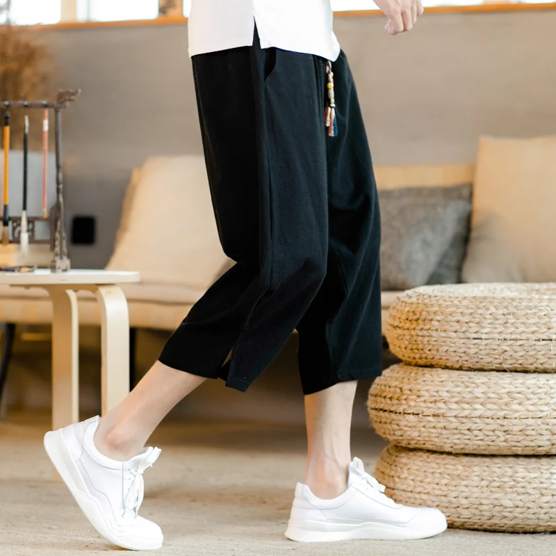 2019 Sinicism мужские льняные брюки Капри легкие тонкие повседневные