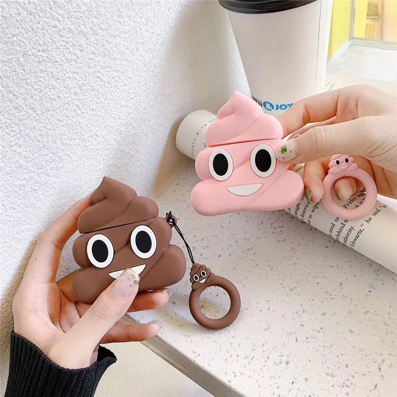 3D Case for AirPods Cartoon Earphone Airpods 2 Cute Accessories Protect Cover with Ring Strap Stool Design | Электроника