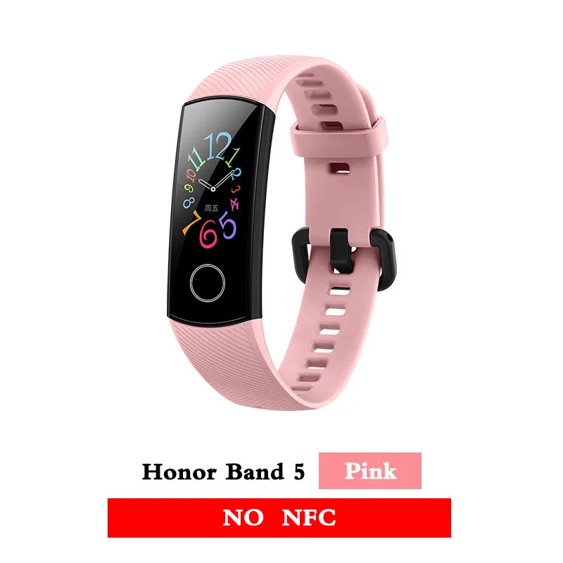 band 5 pink Huawei Honor band 5 smartband AMOLED huawei smartwatch кровяное кислородное сердце rage ftness трекер сна swiming sport trakcer gps - Цвет: band 5 pink