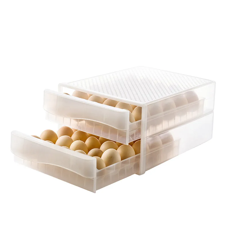 

Household Single Layer Egg Box Dumpling Box Drawer Type Refrigerator Plastic Storage Box